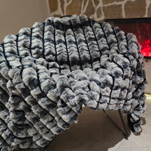 Back-Print Strip Cut Rabbit Fur