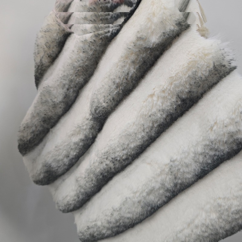 Reverse-Print Jacquard Faux Rabbit Fur Plush